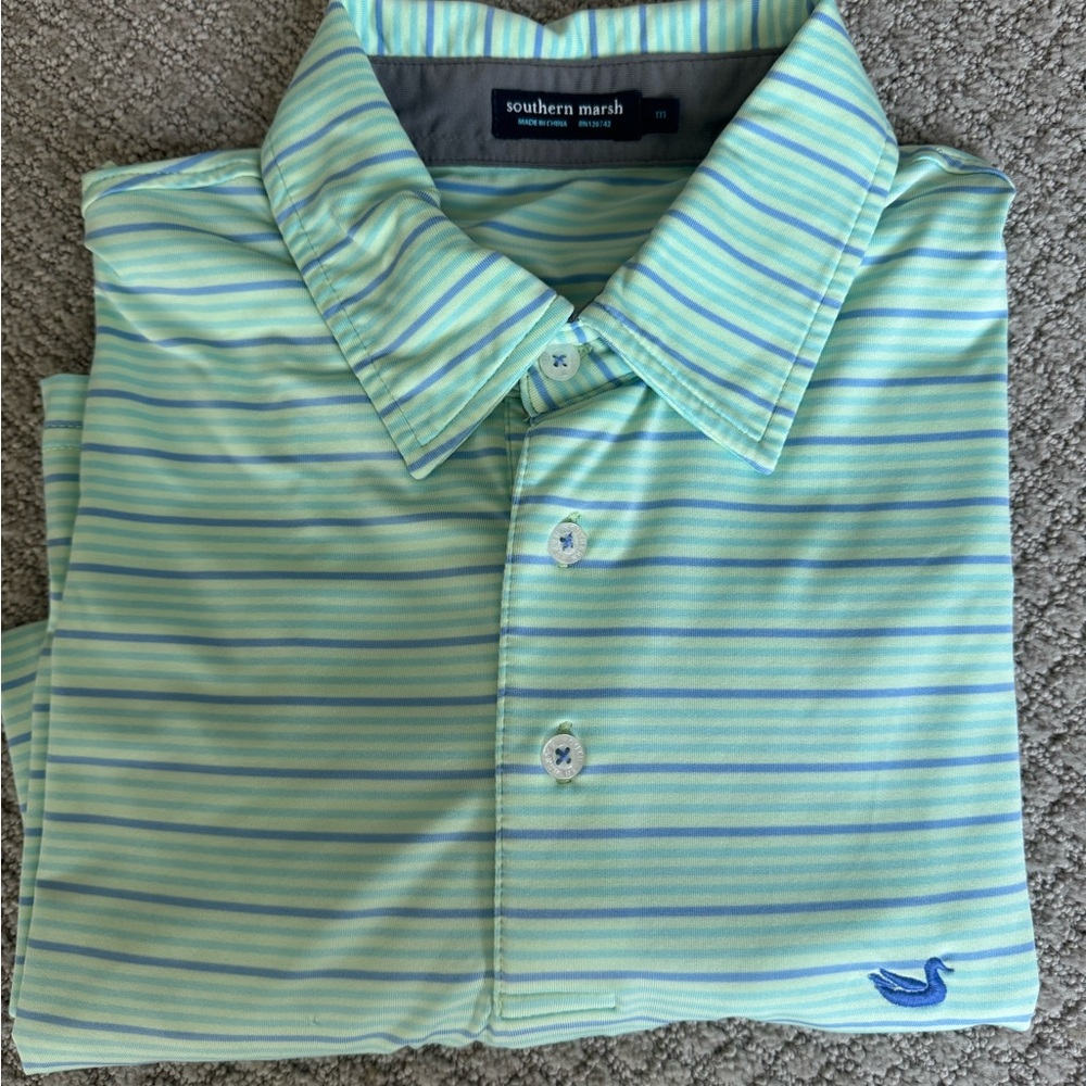 Southern Marsh Mint and Sky Striped Polo